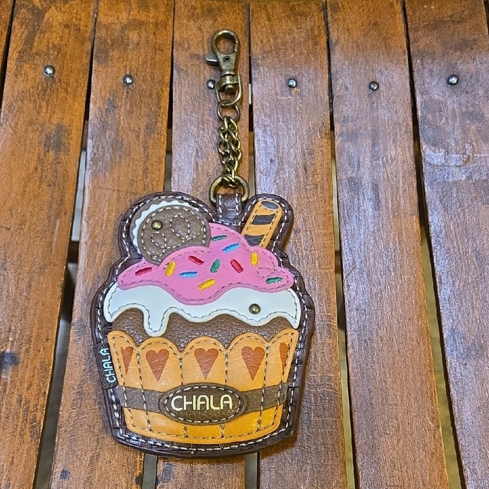 Chala Brown and Pink Cupcake Keychain/Bag Charm